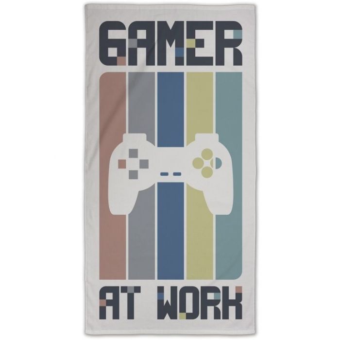 Billede af Badehåndklæde med gamer motiv - 70x140 cm - 100% Bomuld